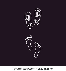Cute human footprints. Vector footprint silhouette set in cartoon style.