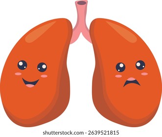 Cute Human Internal Organs Character. Vector Illustration in Cartoon Design.