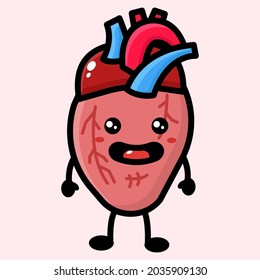 cute human organ cartoon illustration vector graphic