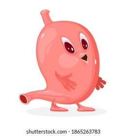 Cute human organ in good condition with eyes and mouth. Vector digestive tract and internal organ character. Part of human organism idea isolated on white background
