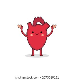 Cute human organ heart cartoon character spreading love