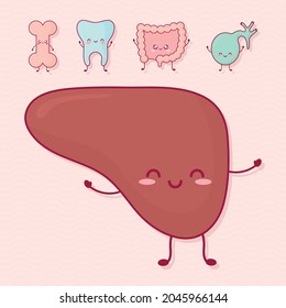 Cute Human Organs Icons Set