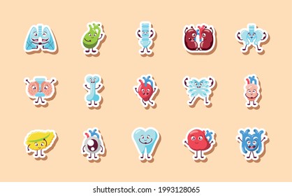 Cute Human Organs Stickers Set