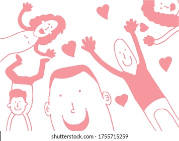 cute human pink background. eps10