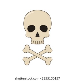 Cute human skull and bones icons isilated on white background.Vector illustration