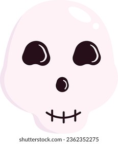 Cute Human Skull Halloween Illustration