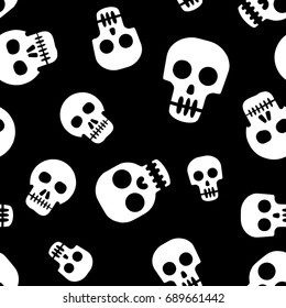Cute human skulls seamless pattern