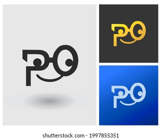 Cute human smile logo with letter initial PO monogram