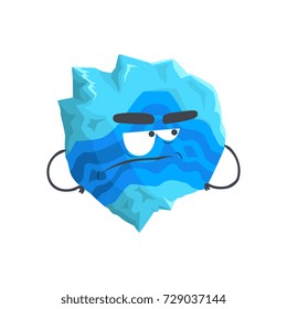 Cute humanized Neptune planet character, sphere with funny face cartoon vector Illustration
