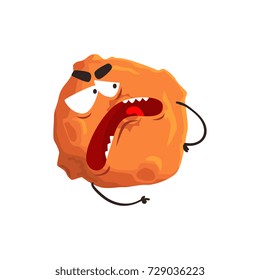 Cute humanized Pluto planet character, sphere with funny face cartoon vector Illustration