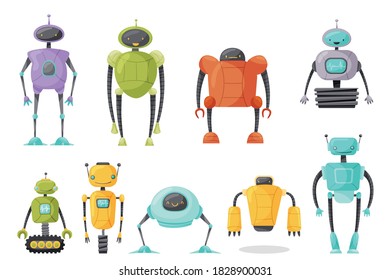 Cute Humanoid or Robot with Antenna as Artificial Intelligence Vector Set