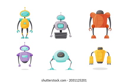Cute Humanoid or Robot with Antenna as Artificial Intelligence Vector Set