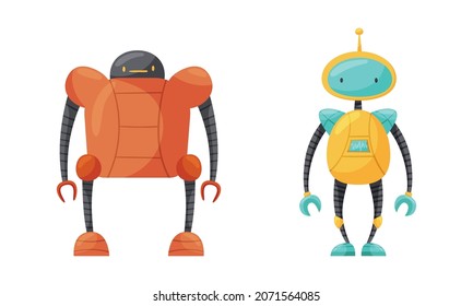 Cute Humanoid or Robot with Antenna as Artificial Intelligence Vector Set