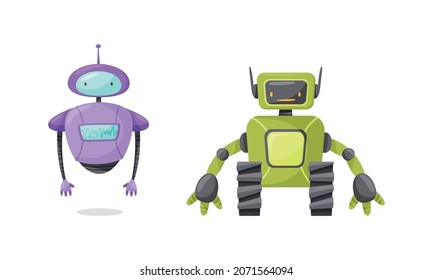 Cute Humanoid or Robot with Antenna as Artificial Intelligence Vector Set