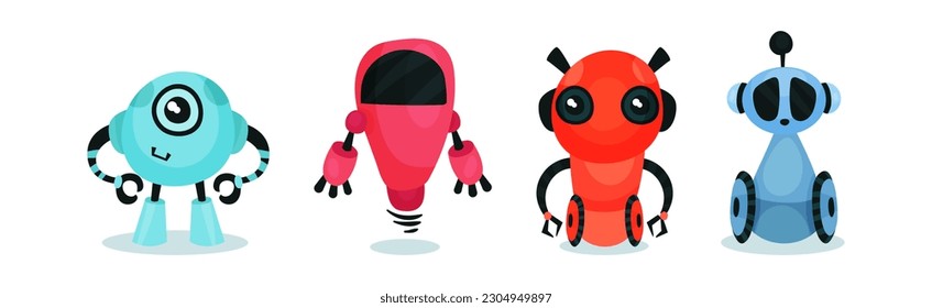 Cute Humanoid or Robot with Limbs as Artificial Intelligence Vector Set