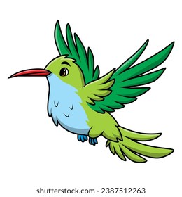 Cute hummingbird cartoon on white background