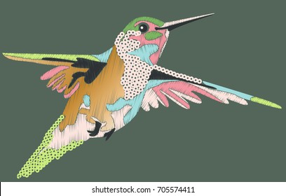 Cute hummingbird embroidery