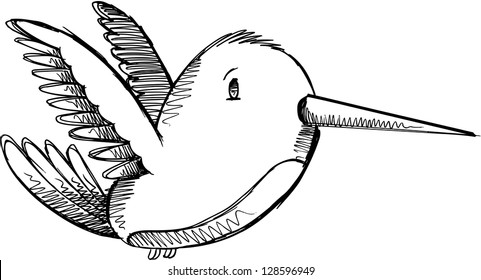 Cuto Hummingbird Esbozo Dibujo Vector Arte