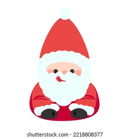 Cute humor Santa Claus tease, showing tongue. Isolated on white background, flat design, EPS10 vector