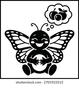 Süß hungrig Schmetterling denkende Frucht