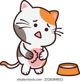 Cute Hungry Cat Rubbing its Belly Illustration