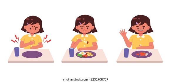 Cute hungry girl eating delicious food