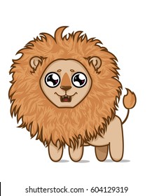 Cute hungry lion.Lion cub dreams of delicious fish. 