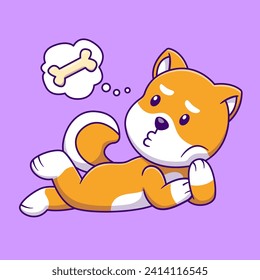 Cute Hungry Shiba Inu Cartoon Vector Icons Illustration. Flat Cartoon Concept. Suitable for any creative project.