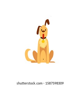Cute hunter dog, pet and friend. Symbol and concept of hunting and protection, dog and pet in flat style, isolated vector on white background.