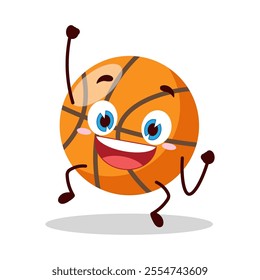 cute hurray victory expression of basket ball cartoon character