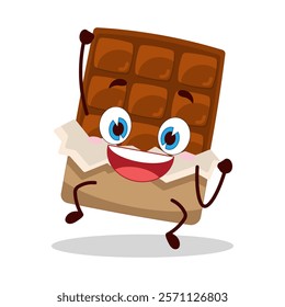 cute hurray victory expression of bite chocolate bar character
