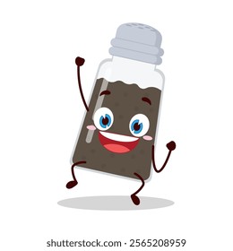 cute hurray victory expression of black pepper cartoon character
