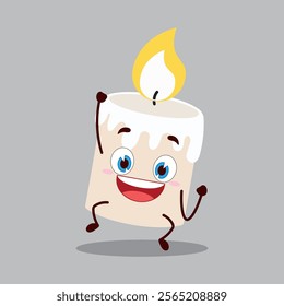 cute hurray victory expression of candle cartoon character

