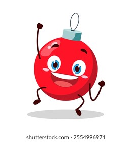cute hurray victory expression of Christmas ball cartoon character