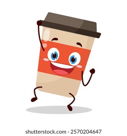 cute hurray victory expression of coffee cup cartoon character
