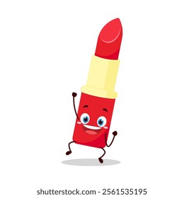 cute hurray victory expression of lipstick cartoon character
