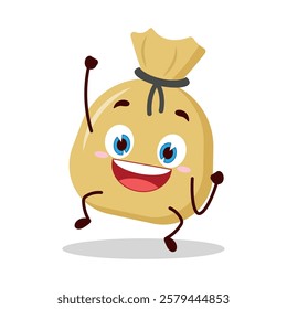 cute hurray victory expression of money bag cartoon character
