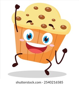 cute hurray victory expression of muffin character