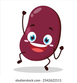 cute hurray victory expression of red bean character