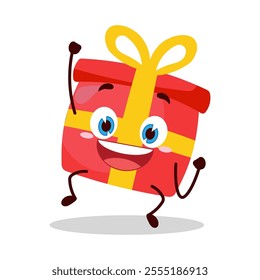 cute hurray victory expression of red gift box cartoon character