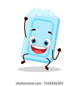 cute hurray victory expression of soap cartoon character
