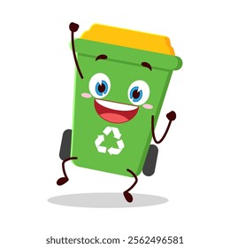 cute hurray victory expression of trash bin cartoon character
