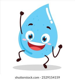 cute hurray victory expression of water drop cartoon character