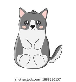 Cute husky in cartoon style. Vector illustration isolated on white background. Print for t-shirts, stickers,  design and more.