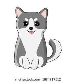 Cute husky in cartoon style. Vector illustration isolated on white background. Print for t-shirts, stickers, design and more.