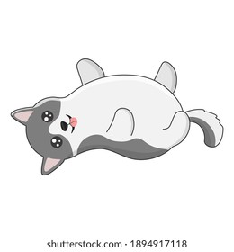 Cute husky in cartoon style. Vector illustration isolated on white background. Print for t-shirts, stickers, design and more.