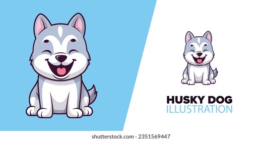 Vector de dibujos animados Cute Husky: Icónica Naturaleza animal Icónica Ilustración