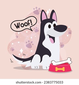 Cute husky dog cartoon character Vector