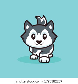 cute husky dog character design illustration