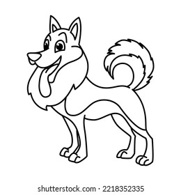 Ilustración vectorial de los caracteres Cute Husky dog. Para los niños coloreando el libro.